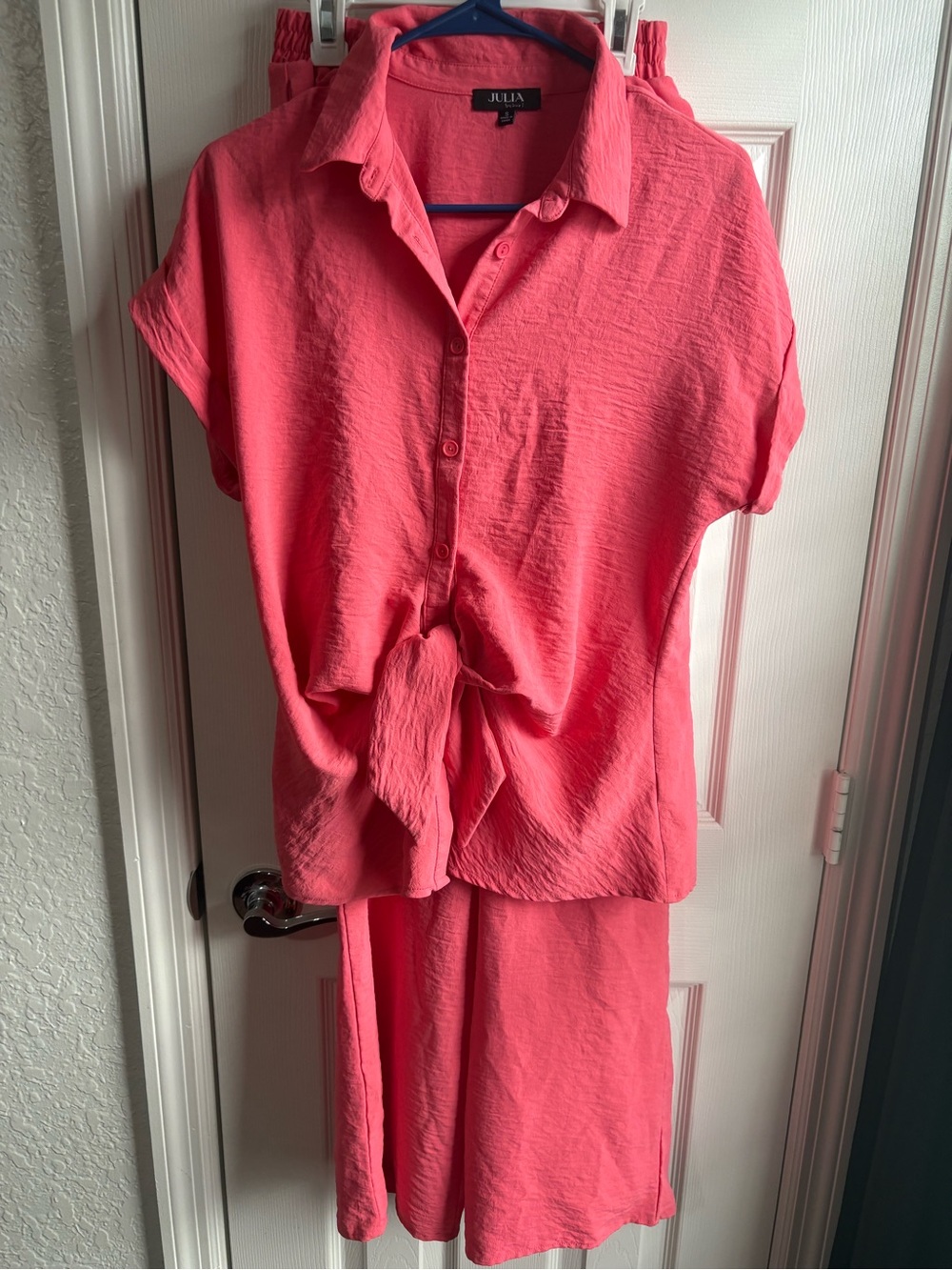 Julia Women's Coral Pink Two-Piece Pantsuit Set